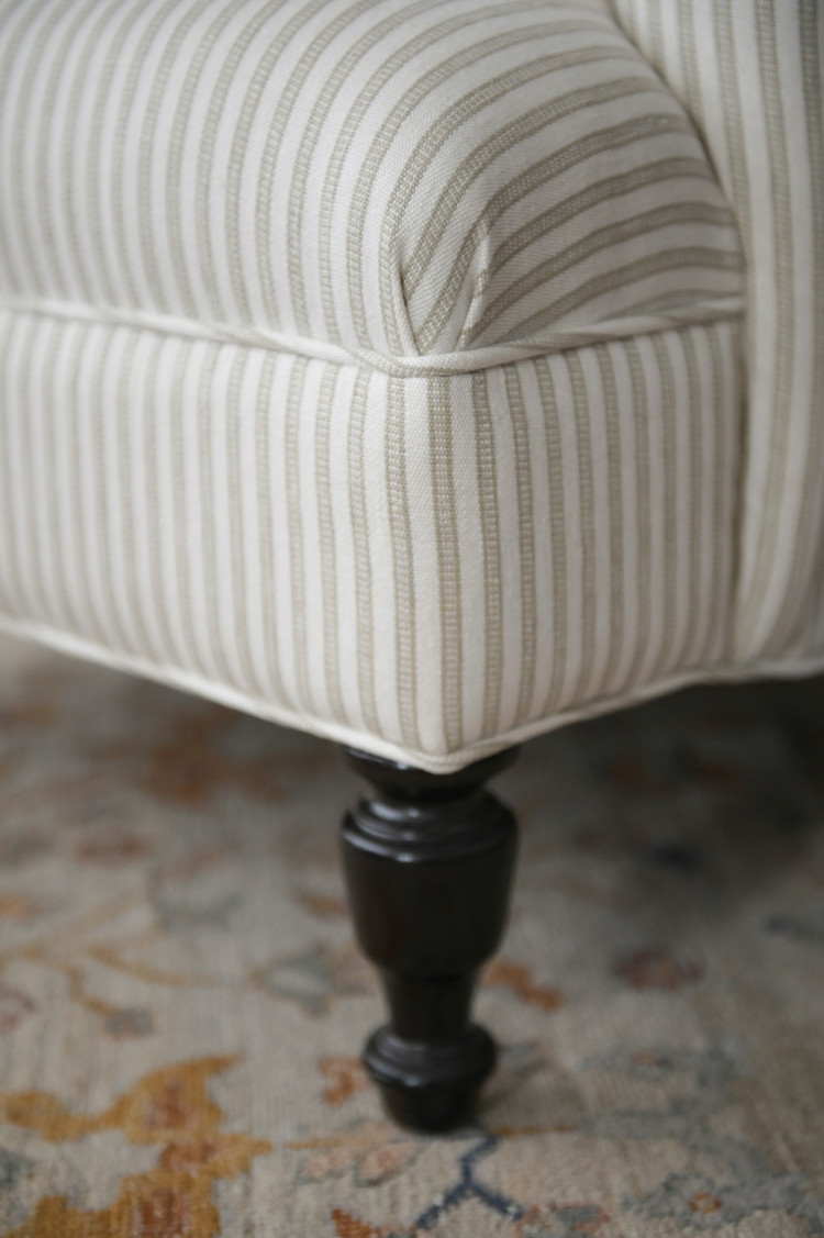 Cotswolds Chair in Colefax & Fowler Linen Ticking Stripe