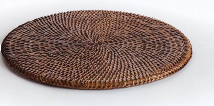 Round  Rattan Placemat in Antique Brown