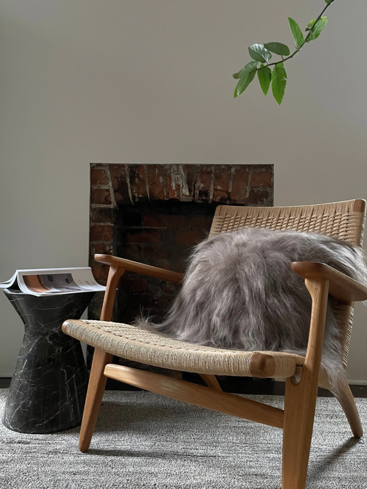 Square Icelandic Sheepskin Pillow Mineral