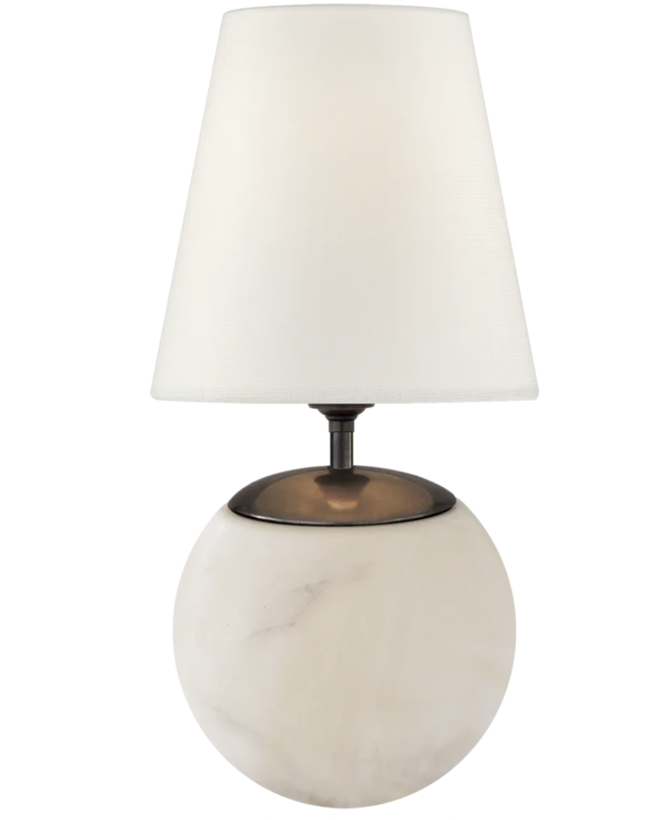 Terri Large Round Table Lamp in Alabaster