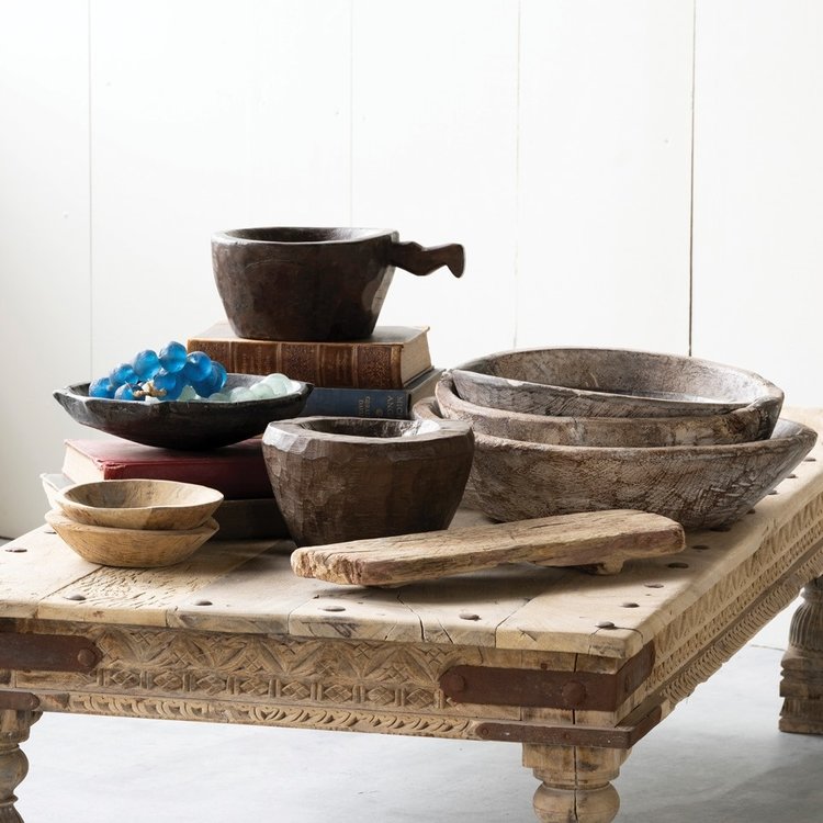 Primitive Bajot - Vintage Indian Low Teak Display Table