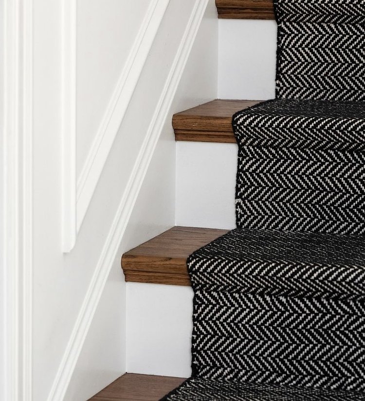 Herringbone Black Woven Cotton Rug