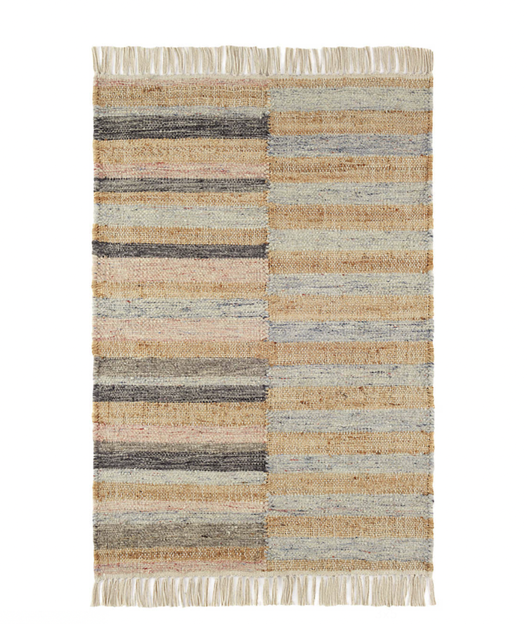 Ravel Stripe Blue Wool Rug