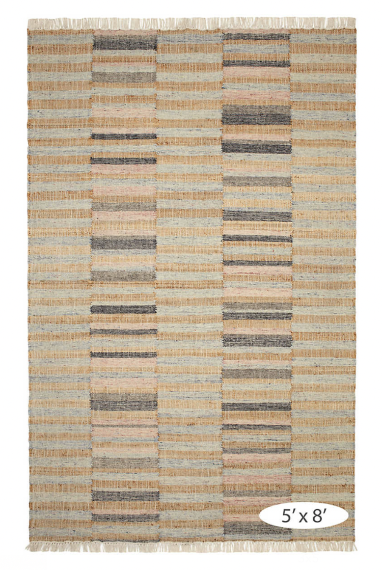Ravel Stripe Blue Wool Rug