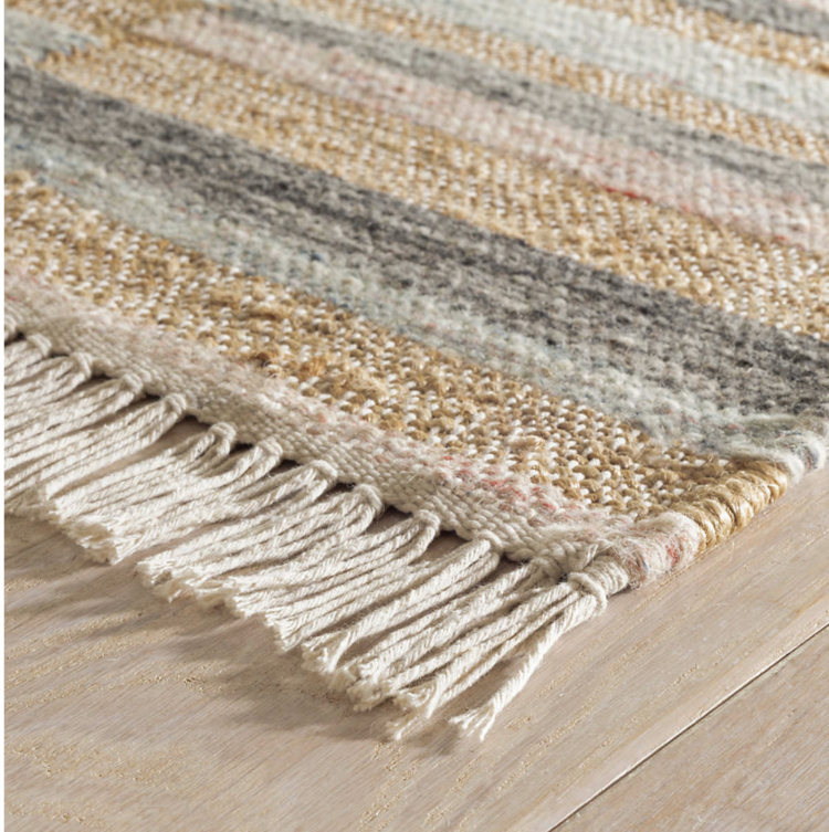 Ravel Stripe Blue Wool Rug