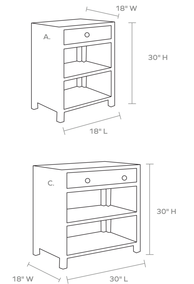 Isla Nightstand - 30" smoke in-stock