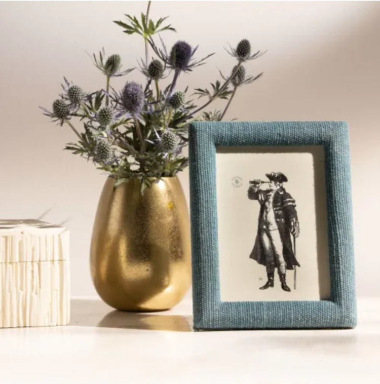 Kemi Picture Frame in Light Blue Cotton Jute