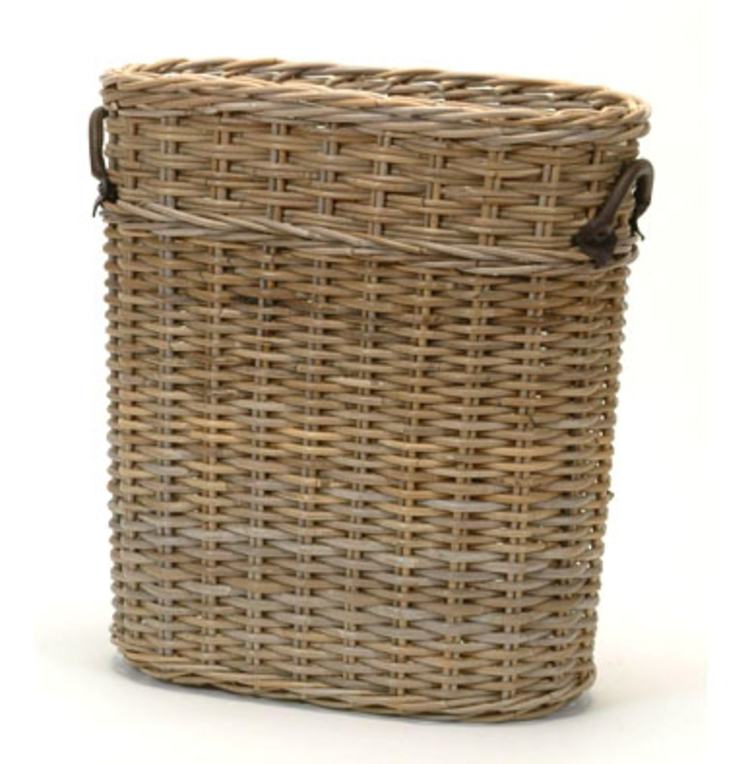 Oval Rattan Umbrella Basket w Leather Handles