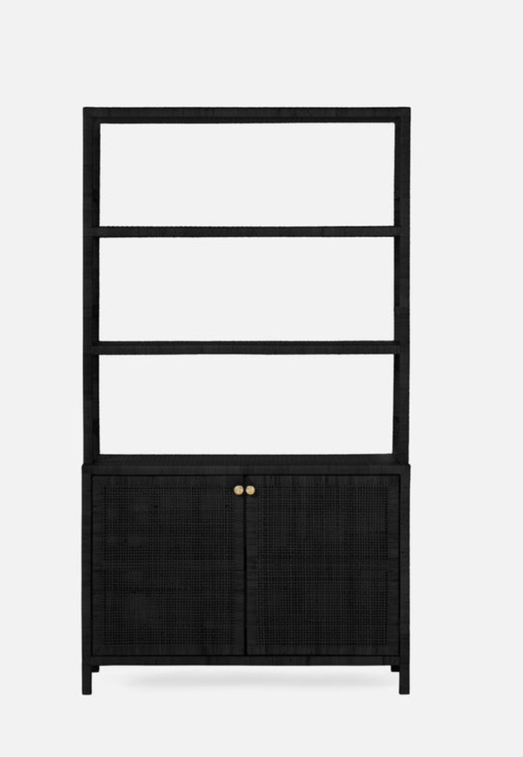 Isla Rattan Bookcase with Hutch