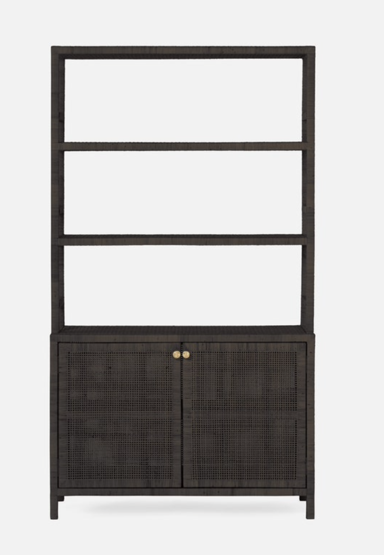 Isla Rattan Bookcase with Hutch