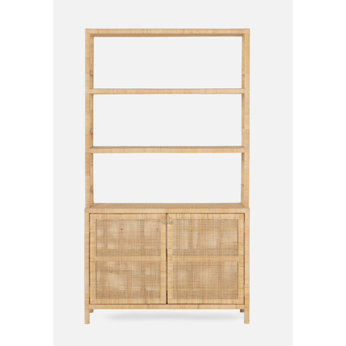 Isla Rattan Bookcase with Hutch