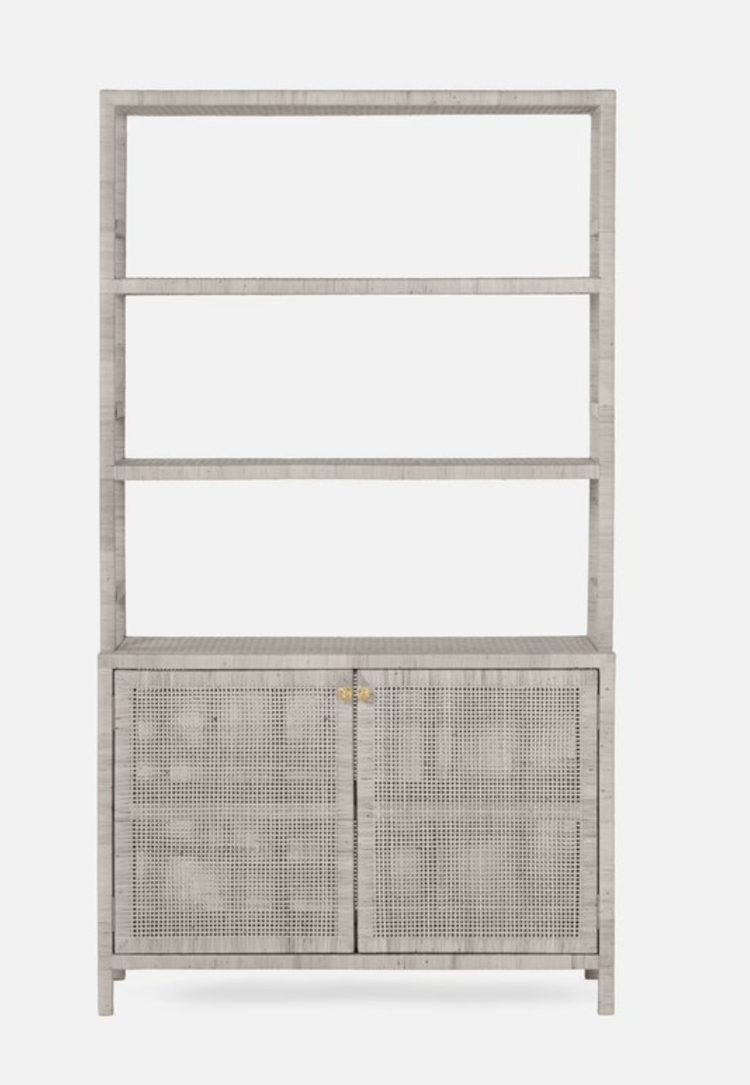 Isla Rattan Bookcase with Hutch