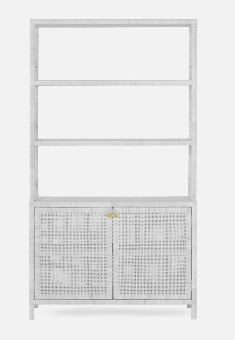 Isla Rattan Bookcase with Hutch