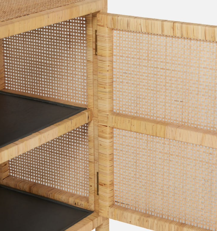 Isla Rattan Bookcase with Hutch