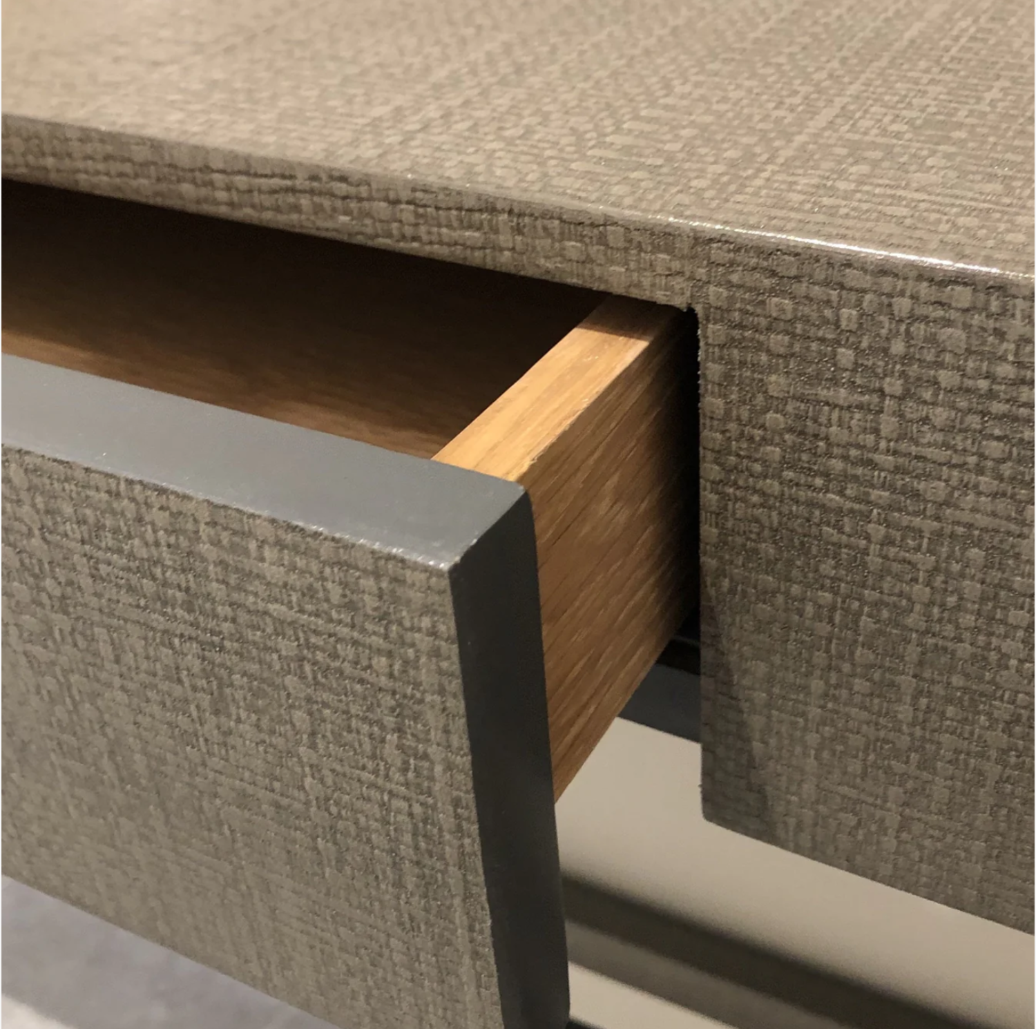 Conrad Console Table raffia like resin finish Gild Co