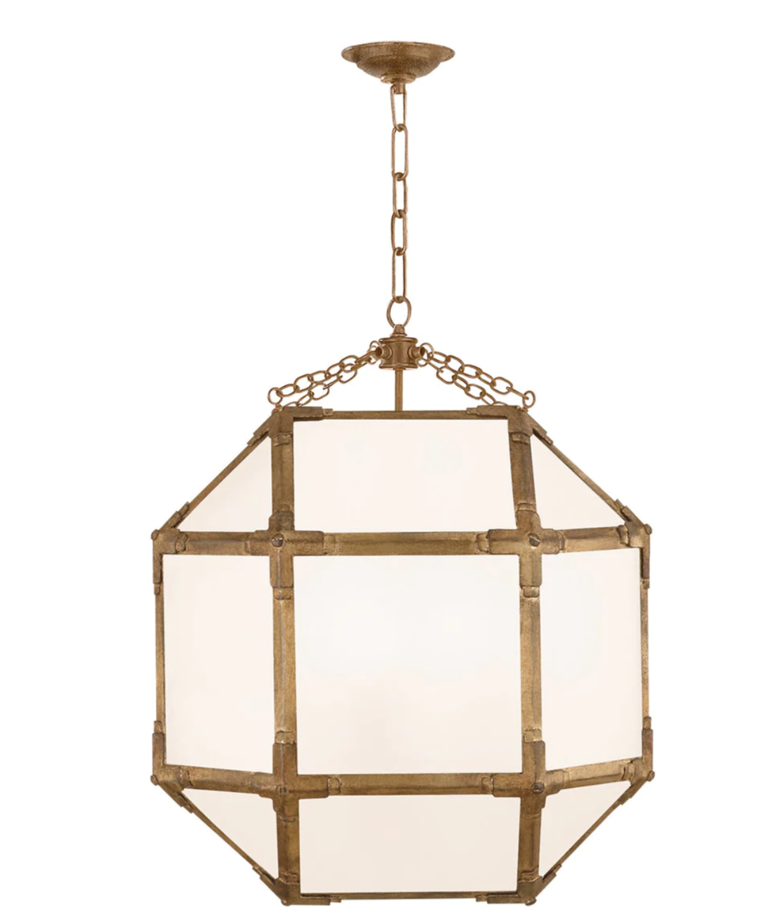 Visual Comfort Morris Medium Lantern, Gilded Iron / Clear Glass