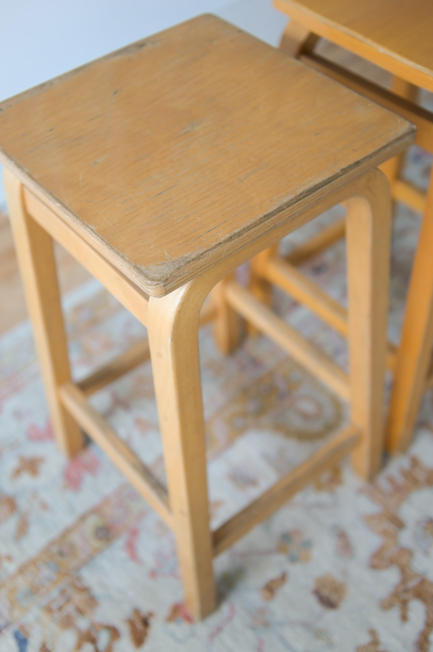 Mid-Century modern stool, UK, 20th C solid wood Vancouver - Gild & Co.