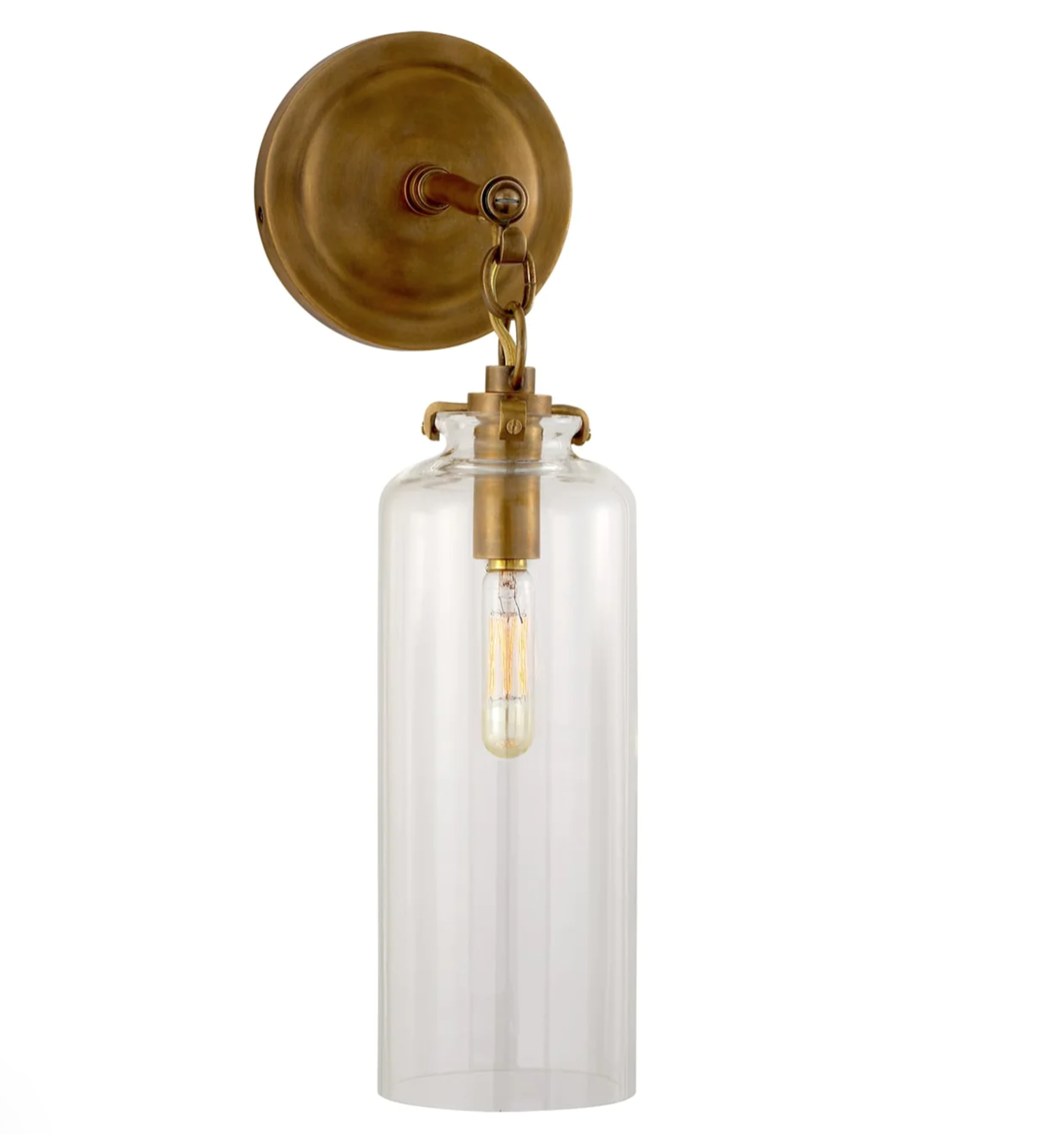 Visual Comfort brass sconce // Classic swing arm sconce in brass