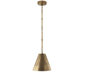 Thomas O'Brien Goodman Small Hanging Light in Bronze and Hand-Rubbed  Antique Brass with Hand-Rubbed Antique Brass Shade