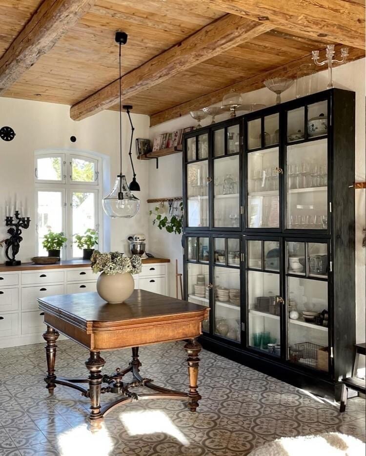 Antique Substantial Antique Large Black Cabinet