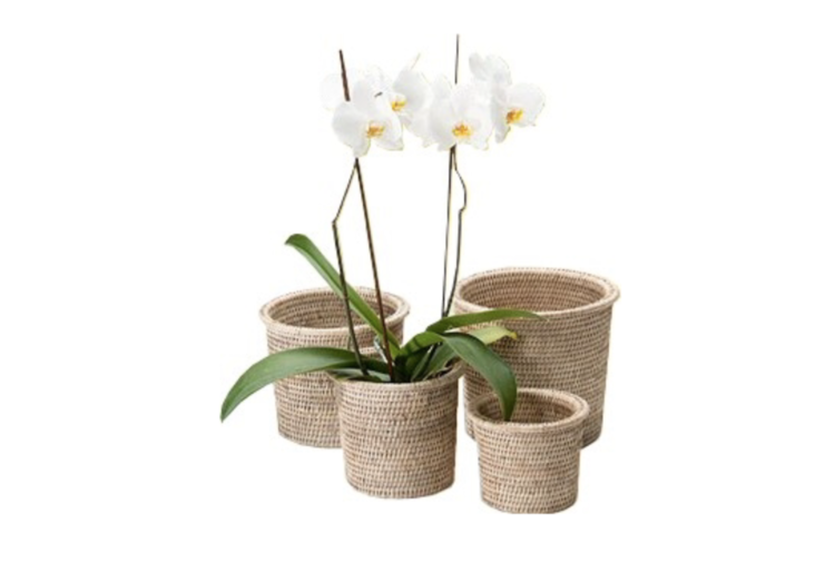 White-Wash Rattan Flower Baskets