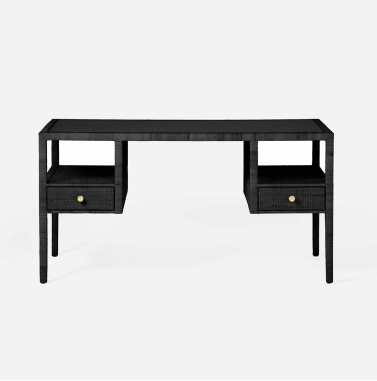 Isla Open Shelves Rattan Desk