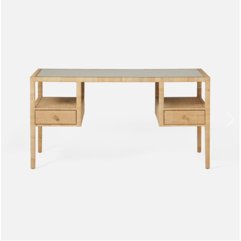 Isla Open Shelves Rattan Desk