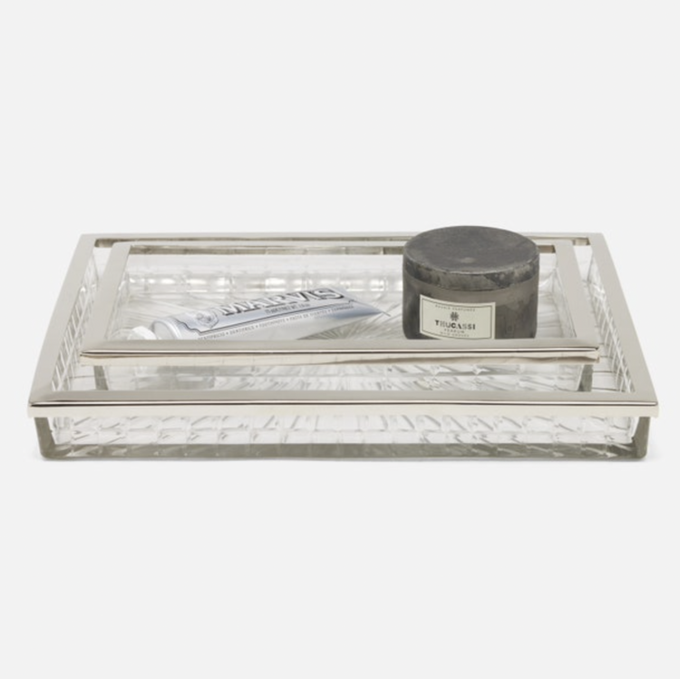 Argos Glass Trays with Nickel Trim