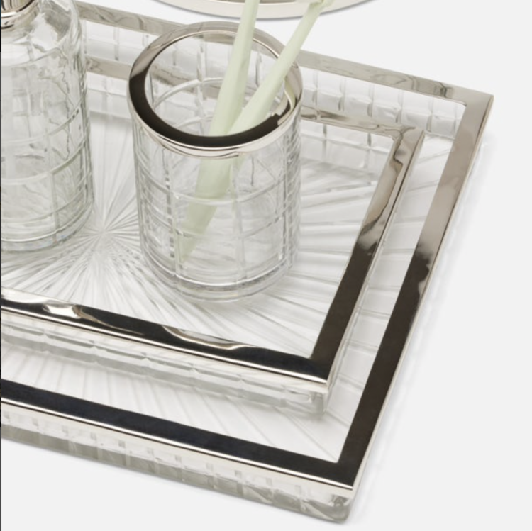 Argos Glass Trays with Nickel Trim