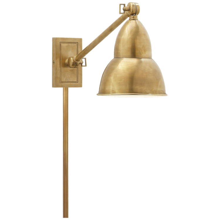 French Library Single Arm Wall Lamp w/ cord cover