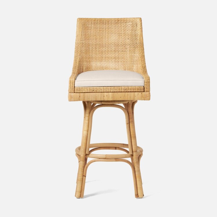 Made Goods Isla Swivel Bar Stool in Rattan