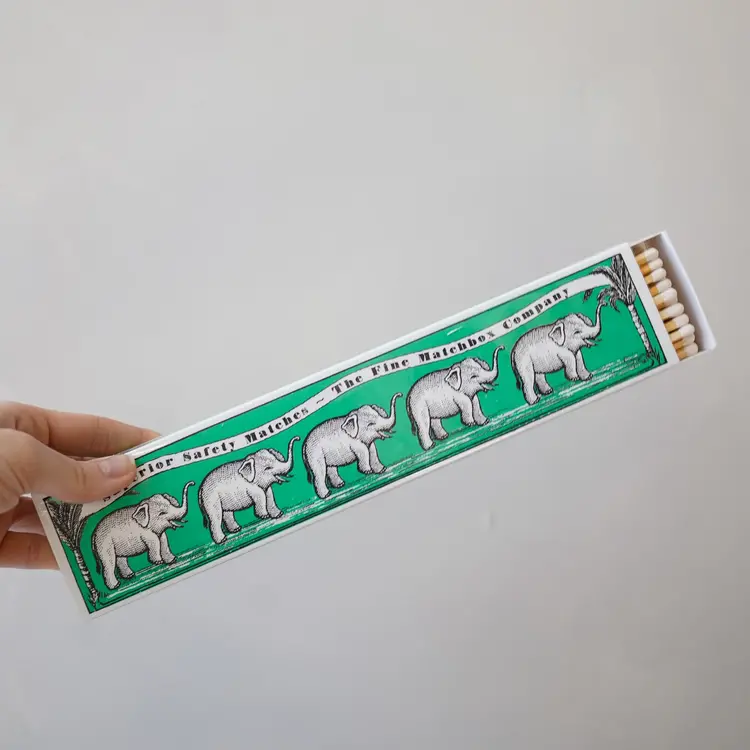 Archivist Green Elephants Long Matchbox