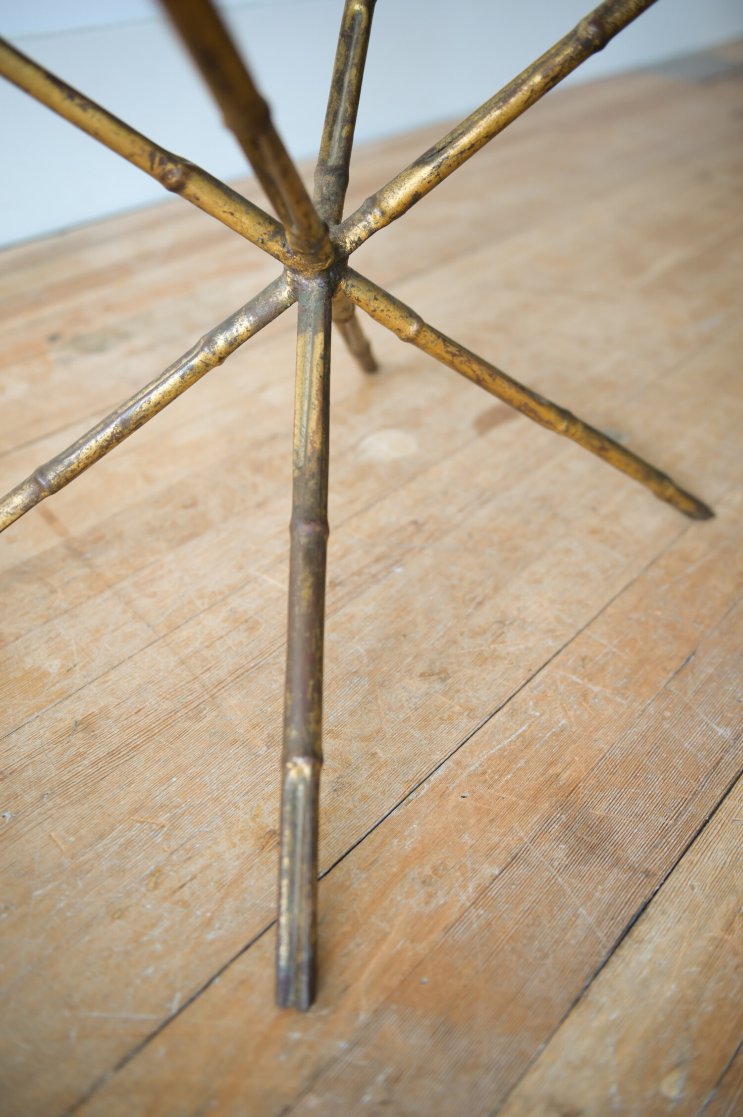 Vintage Faux Bamboo glass brass side table - Gild & Co.
