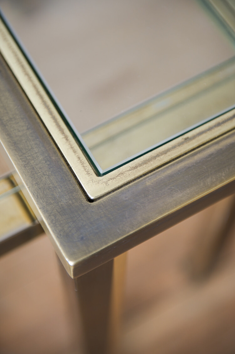 Vintage Vintage Brass & Glass Nesting Tables, set of 2