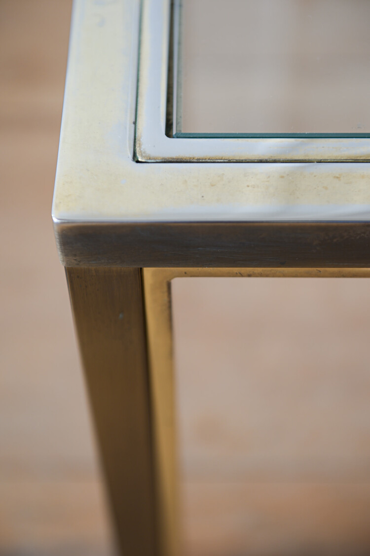 Vintage Vintage Brass & Glass Nesting Tables, set of 2