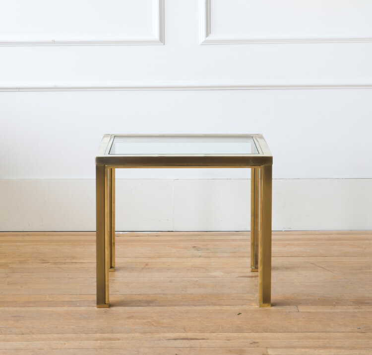 Vintage Vintage Brass & Glass Nesting Tables, set of 2
