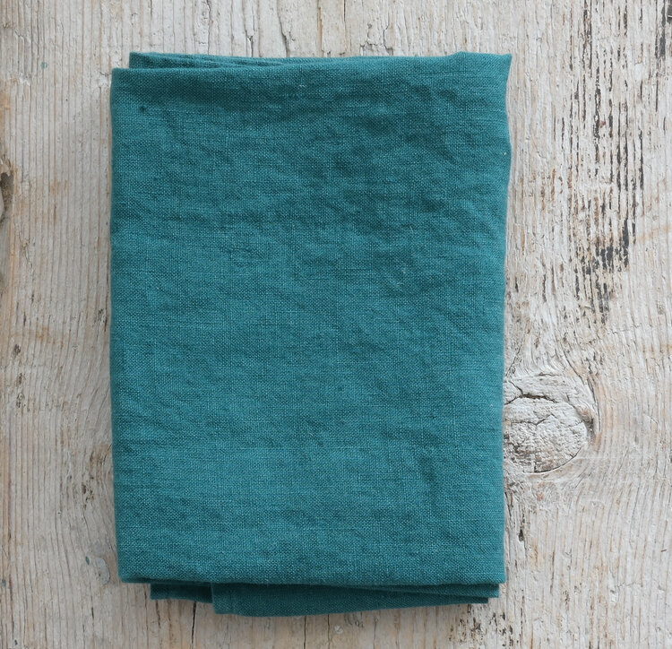 French Linen Dishtowel Vintage Green