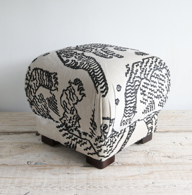 Mushroom Ottoman in Dedar Tiger Mountain