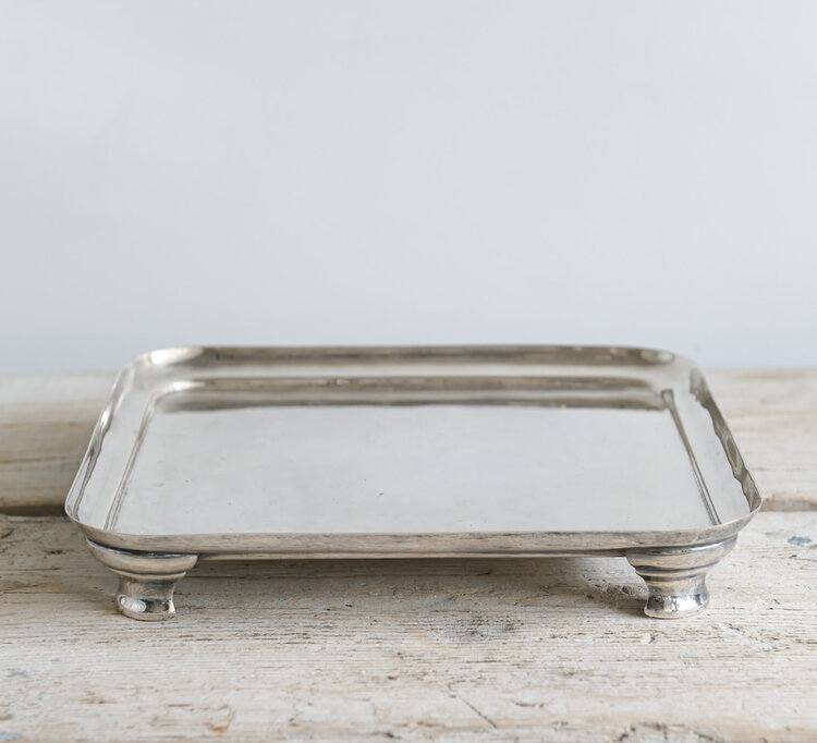 Antique Vintage Silver Square Display Tray