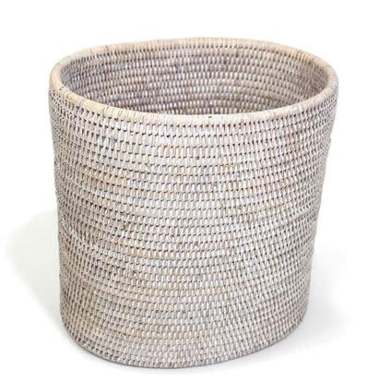 Oval Rattan Waste Basket - White-wash or Antique Brown