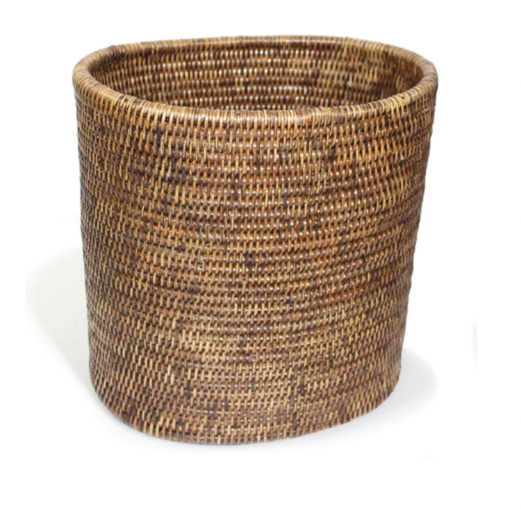 Oval Rattan Waste Basket - White-wash or Antique Brown