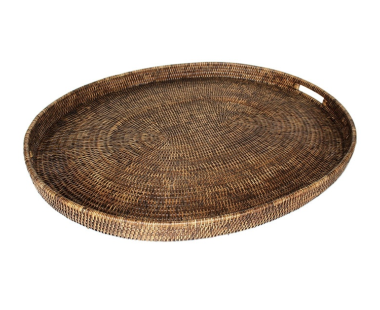 Extra-large Oval Rattan Tray