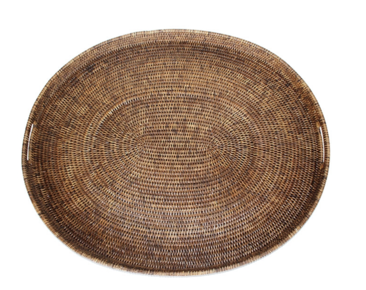 Extra-large Oval Rattan Tray