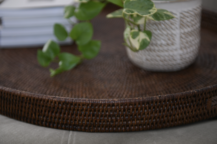 Extra-large Oval Rattan Tray