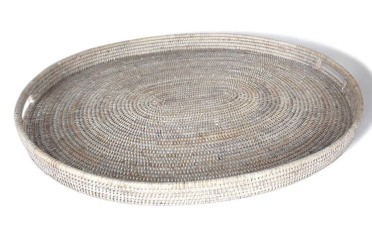 Extra-large Oval Rattan Tray