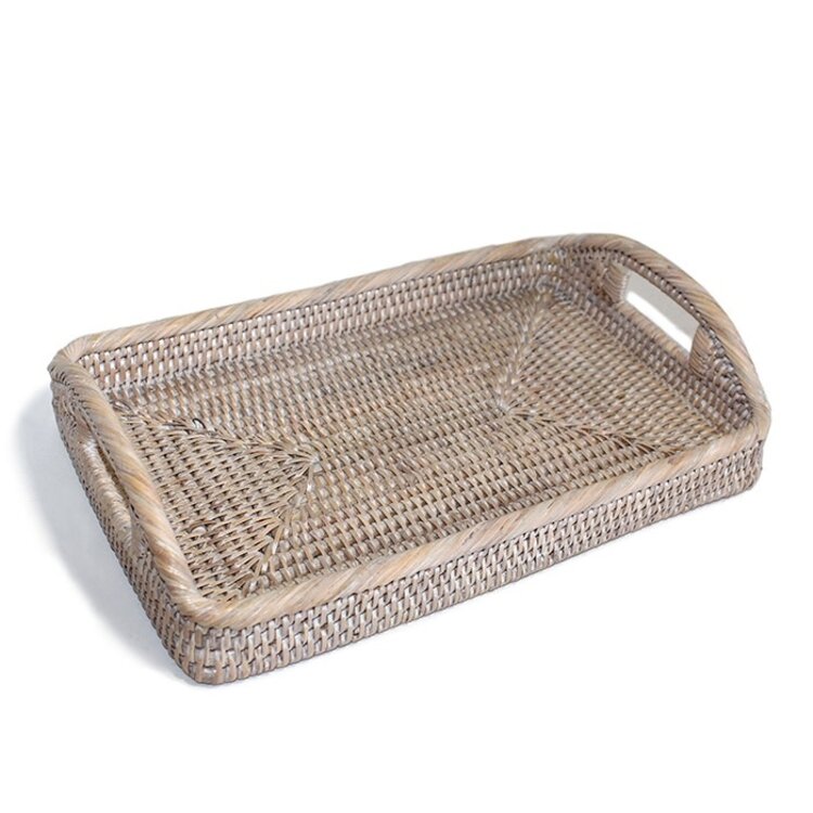 Small Rectangle Morning Tray - Natural Rattan