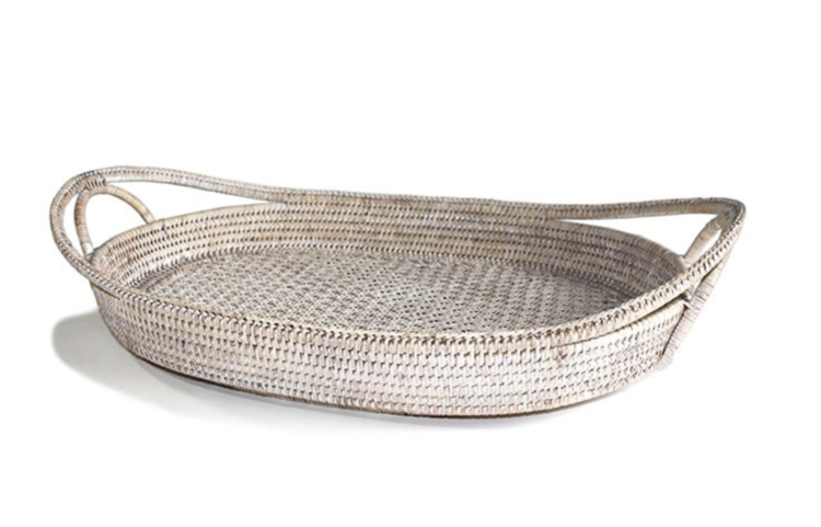 Oval Open Lace Weave Rattan Tray