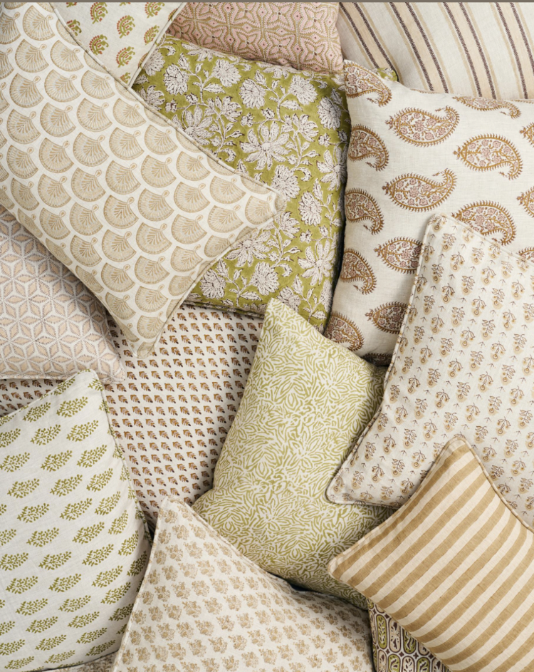 Sanganer Elm Linen Cushion