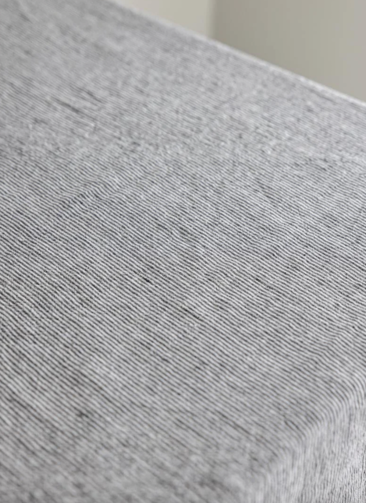 Black & White Stripe French Linen Tablecloth