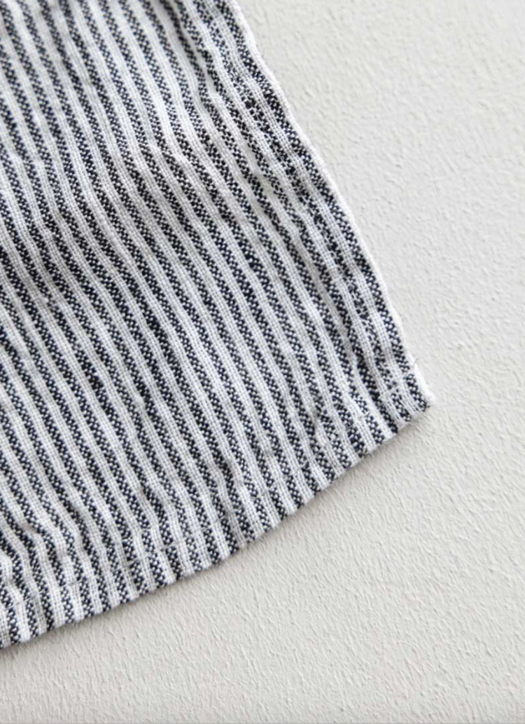 Black & White Stripe French Linen Tablecloth